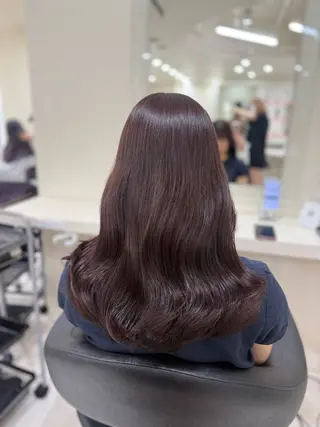 ロング 🤎🎀ブリーチなし ピンクラベンダー🧸のヘアスタイル