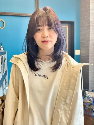 セミロング カラー ヘアアレンジ JIEN 🌷 sakuraのヘアスタイル
