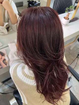 ミディアム カラー ハイライト白髪ぼかし 暖色ゆうき渋谷のヘアスタイル