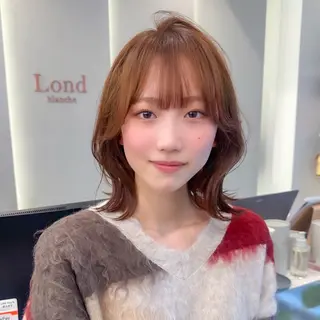 ミディアム カラー ボブ韓国風レイヤー 錦糸町/畠中ケントのヘアスタイル