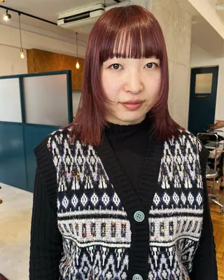 ミディアム カラー 暖色/パーマ 🌼クニトウメイのヘアスタイル