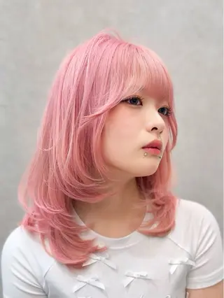 ミディアム カラー ケアブリーチ 韓国レイヤーKYONのヘアスタイル