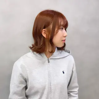 ミディアム カラー Rui/透明感カラー 暖色/レイヤーカットのヘアスタイル