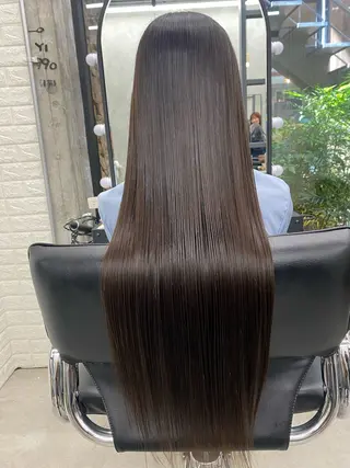 ロング ブリーチ縮毛矯正 ハイライト/石田悠斗のヘアスタイル