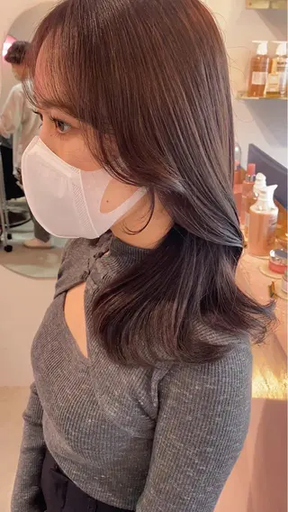 セミロング カラー 新宿/韓国風レイヤー 髪質改善/渋谷直樹のヘアスタイル