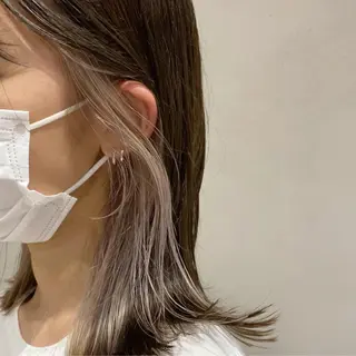 ミディアム カラー ヘアアレンジ cie所属・ボブ/ミニボブ 透明感カラーkadoのヘアスタイル