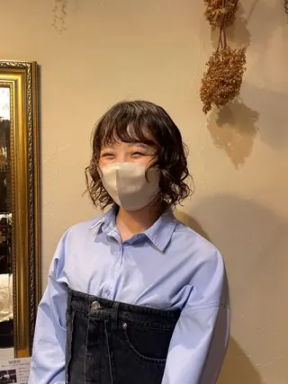 ミディアム パーマ 水田 帆波のヘアスタイル
