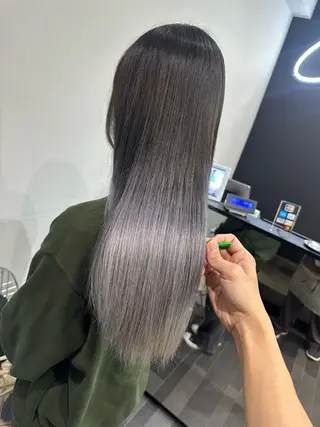 ロング カラー 透明感/ブリーチ縮毛 /髪質改善/星野純一のヘアスタイル