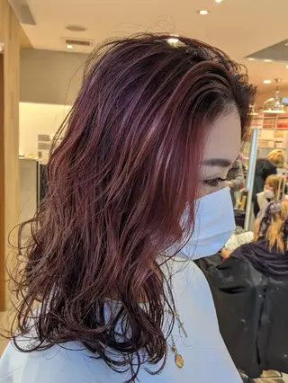 セミロング カラー nameless髪質 改善ブリーチ心斎橋のヘアスタイル