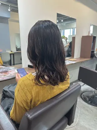 ミディアム カラー パーマ 縮毛矯正✨ 透明感カラー✨山下のヘアスタイル