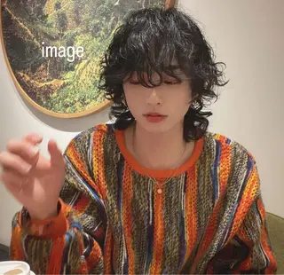 ミディアム パーマ 韓国ヘア/ハイトーン RYUSEIのヘアスタイル