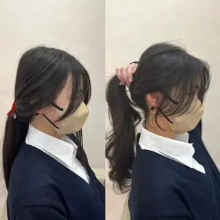 ロング 韓国ヘア レイヤーカットのヘアスタイル