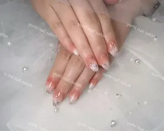 ネイル Shineジェル& チップ長さだしのネイルデザイン