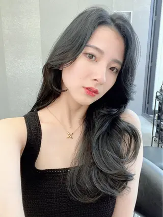 ロング カラー 山崎/ボブ縮毛矯正 レイヤー髪質改善のヘアスタイル