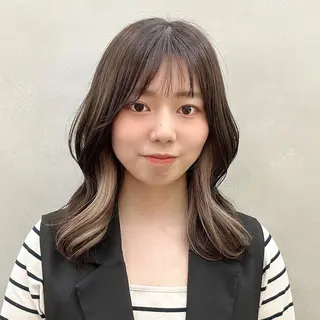 セミロング カラー 🤍髪質改善➕透明感 カラー🤍川上葵のヘアスタイル