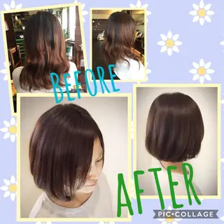 ミディアム パーマ ✨白髪ぼかし 🍀MINAKO☆のヘアスタイル