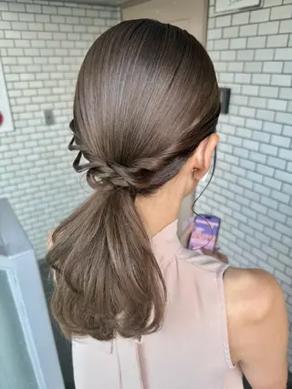セミロング ヘアアレンジ 🎀表参道ヘアメイク /nene/韓国🎀のヘアスタイル