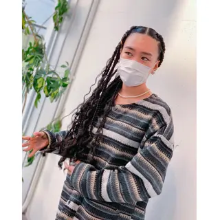 ミディアム カラー パーマ ヘアアレンジ メンズ キッズ BRAIDS💎愛子 大人ハイライト💎のヘアスタイル