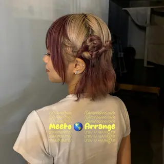 ミディアム ヘアアレンジ 透明感/暖色カラー/ ヘアアレンジ/Meiのヘアスタイル