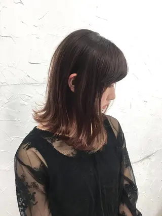 セミロング ヘアアレンジ 大人垢抜け ダブルカラー【上野】のヘアスタイル