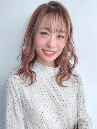 ミディアム カラー パーマ ヘアアレンジ 美髪矯正 Rioのヘアスタイル
