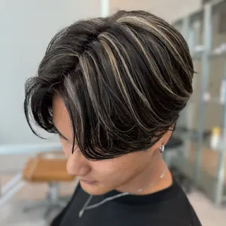 ミディアム カラー パーマ メンズ メンズZina代表 田端 麗治のヘアスタイル