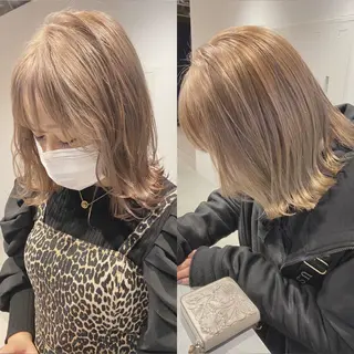 ミディアム カラー ハイトーン/メンズ/ ボブ RINのヘアスタイル