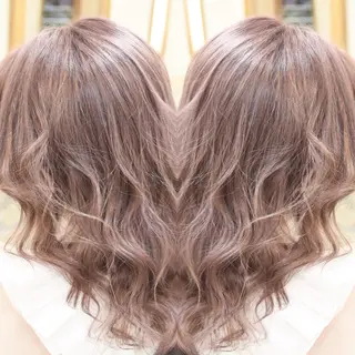 ミディアム カラー ヘアアレンジ 髪質改善×ハイトーン 中田啄也のヘアスタイル