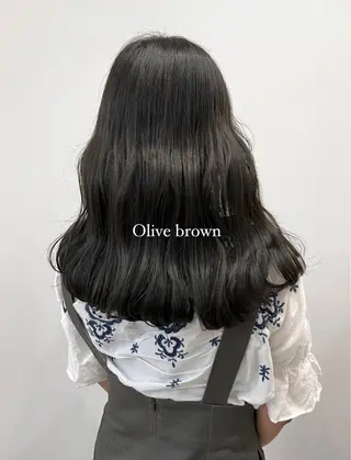 セミロング カラー ヘアアレンジ 🥀暖色韓国ヘア💕 保科侑花のヘアスタイル