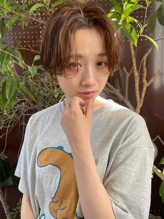 ショート カラー ボブ/レイヤー/ケア パーマ/リュウタのヘアスタイル