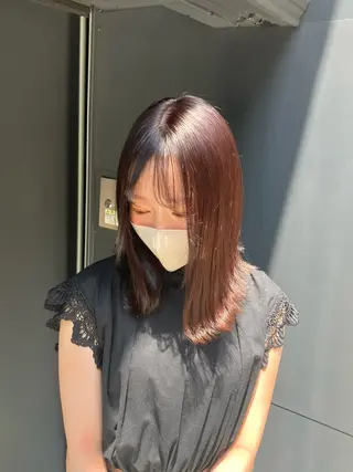 ミディアム カラー 髪質改善/縮毛矯正 /美髪カラー/こてのヘアスタイル