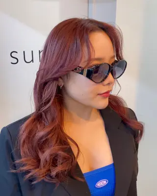 ミディアム カラー sunc所属・レイヤーカット ワンホンヘアそうたのヘアスタイル