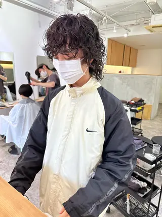 ショート カラー メンズ パーマ/透明感カラー /ボブ/吉田一生のヘアスタイル