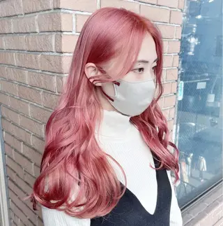 ロング カラー ヘアアレンジ ピンクカラー🩷 ヘアセットＮＯ.1のヘアスタイル