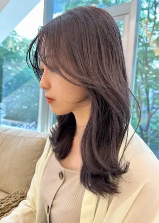 ミディアム カラー 韓国風/顔周りカット /髪質改善RYOTAのヘアスタイル