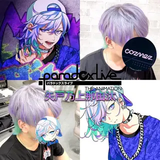 カラー メンズ 推しカラー💫 ブリーチ💫若菜覚のヘアスタイル