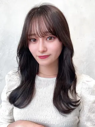 セミロング カラー 顔周り/くびれヘア 韓国ヘア💕風間るなのヘアスタイル