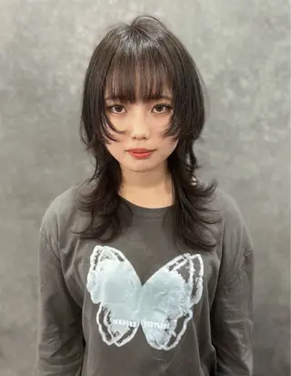 セミロング ブリーチ/ウルフ ハッシュカット/石山のヘアスタイル