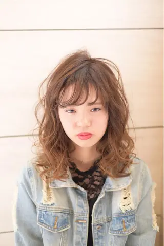 ミディアム カラー ヘアアレンジ テラモト カズヨシのヘアスタイル