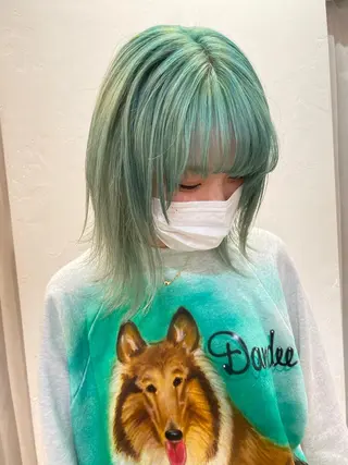 セミロング カラー ヘアアレンジ 小顔レイヤー×コンパ クトボブ/林隆平のヘアスタイル