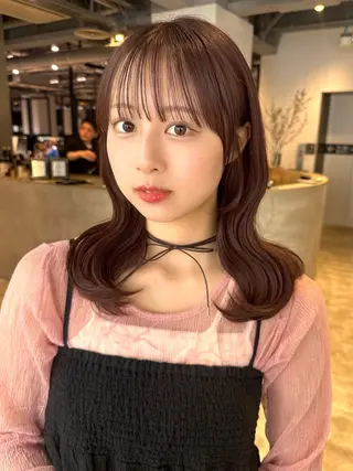 ミディアム 🌷モア 🌷暖色カラー・ボブのヘアスタイル