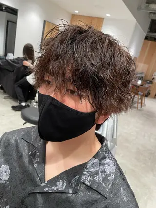 ショート カラー パーマ ヘアアレンジ メンズ パーソナルカラー合わ せたカラー🤍なつみのヘアスタイル