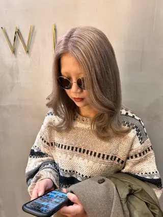 ミディアム カラー 韓国×髪質改善カラー 💎hinaのヘアスタイル