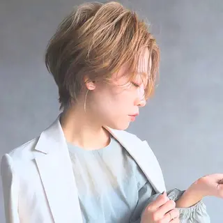 ショート カラー ショートボブ縮毛矯正 特化◇阿武隈川 弘のヘアスタイル