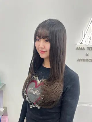 ロング 韓国ヘア/レイヤー/ 顔まわり足立遥奈のヘアスタイル