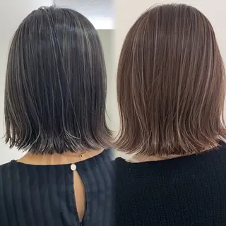 ショート カラー 細めハイライト🩶 ボブ/レイヤーカットのヘアスタイル