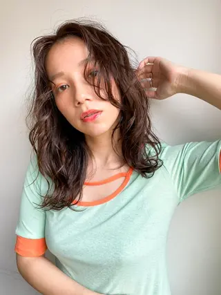 ミディアム カラー パーマ CEINE【セーヌ】 三軒茶屋のヘアスタイル