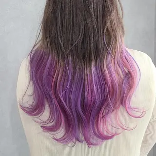セミロング カラー グラデ❣️インナー 派手髪Fumiyoのヘアスタイル