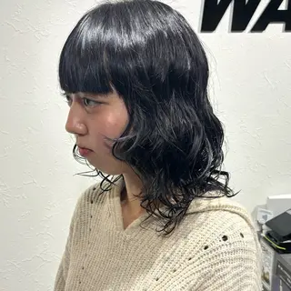 ミディアム パーマ 髪質改善ストレート /暖色カラー🎀🪞のヘアスタイル