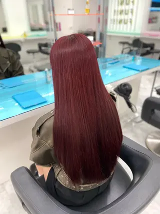 ロング カラー ワインレッド 🍒KAHOのヘアスタイル